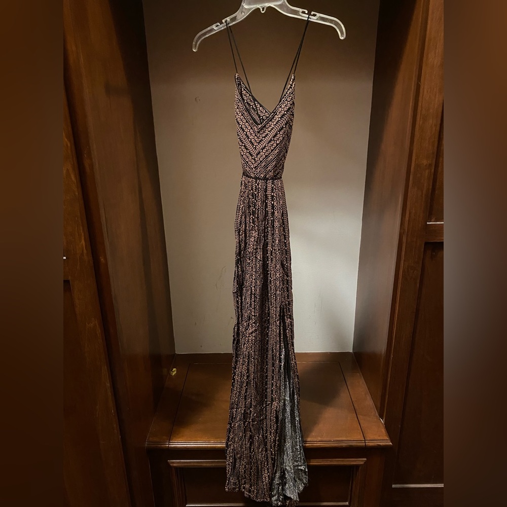 Forever 21 brown corset back double side slit dress in size small.